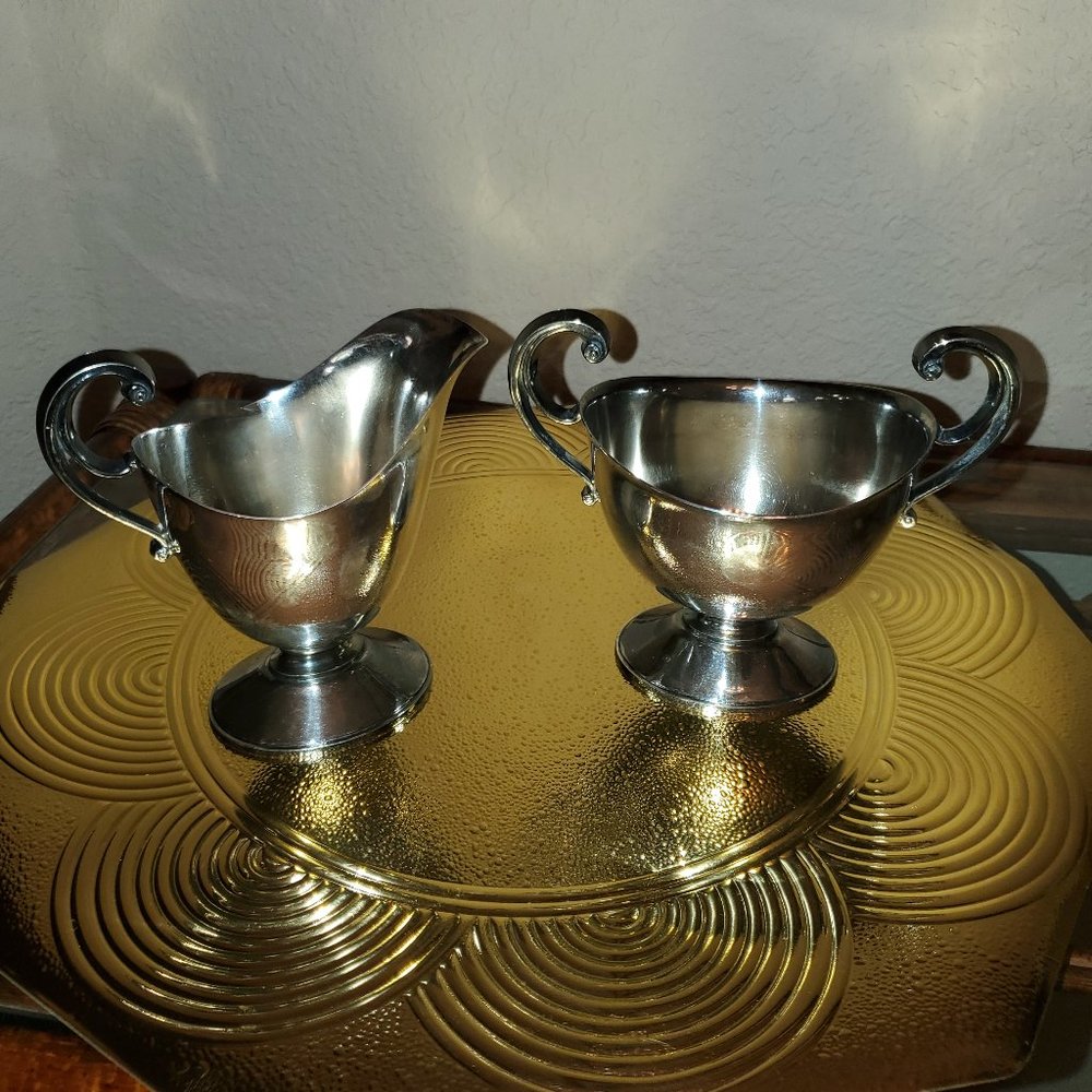 Silver plated cream & sugar
